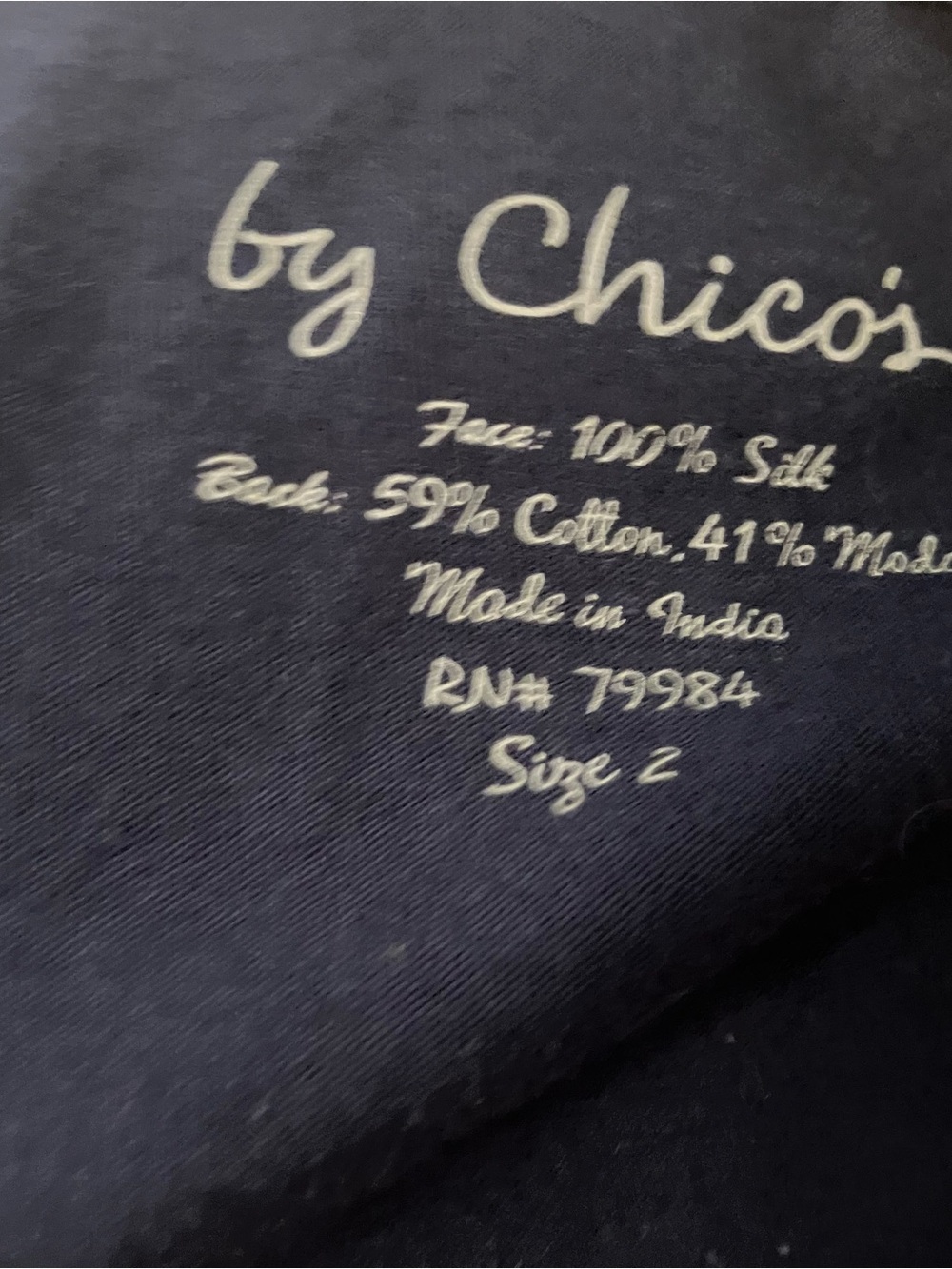 Chicos Women’s Navy Silk Shibori Tank Sz M Nautical Casual Summer Resort - Picture 4 of 5